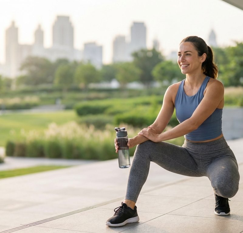 Professional person looking energetic and fit during morning workout routine